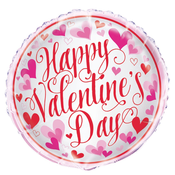 RED & PINK HEARTS HAPPY VALENTINE'S DAY 45CM (18") FOIL BALLOON